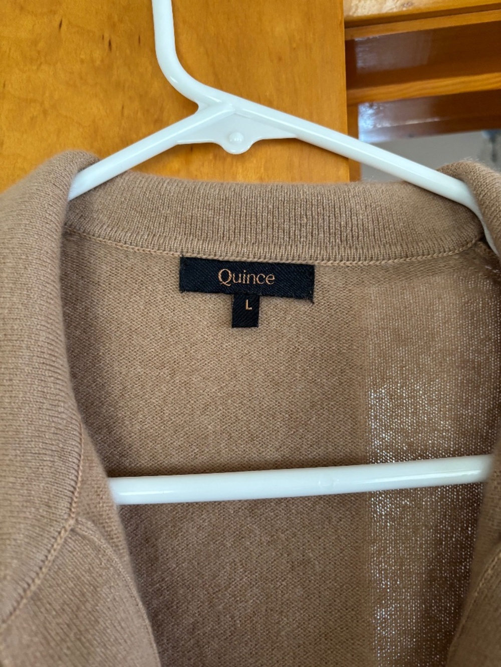 Quince Cashmere Polo Sweater Tan Beige Size L